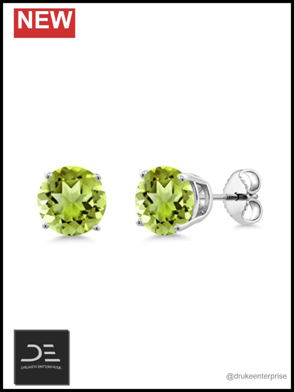 2-4 CTTW Round Birthstone Stud Earrings 7MM 925 Sterling Silver
